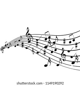 Musical Design Elements From Music Staff With Treble Clef And No