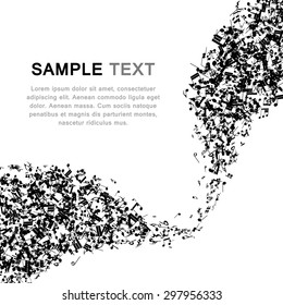 Musical Design Elements From Music Staff With Treble Clef And Notes in Black and White Colors. Elegant Creative Design With Shadows and Isolated on White. Vector Illustration.