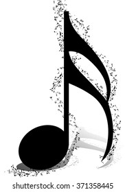 Musical Design Elements From Music Staff With Treble Clef And Notes in Black and White Colors. Elegant Creative Design With Shadows and Isolated on White. Vector Illustration.