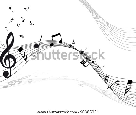 Musical Design Elements From Music Staff With Treble Clef And Notes. Vector Illustration.