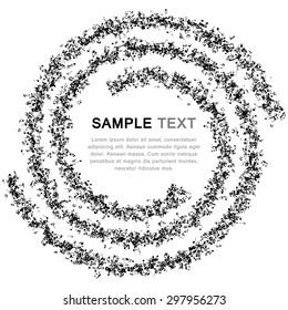Musical Design Elements From Spiral Music Staff With Notes in Black and White Colors. Elegant Creative Design With Shadows and Isolated on White. Vector Illustration.