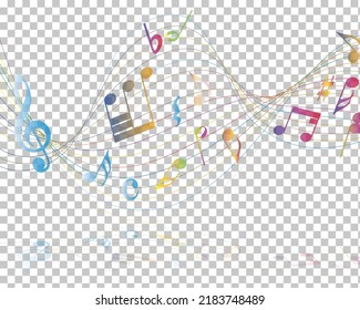Musical design from musical notes elements. Shadow is transparent and can applied on any color background not only white. Elegant creative design isolated on white. Vector illustration.