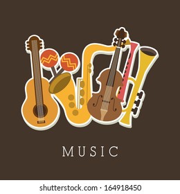 musical design over brown background vector illustration