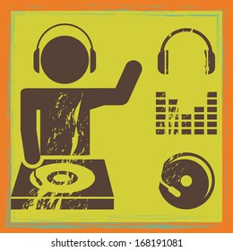 musical design over green  background vector illustration 