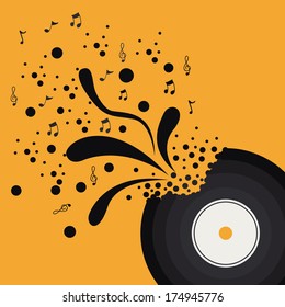 musical design over orange background vector illustration