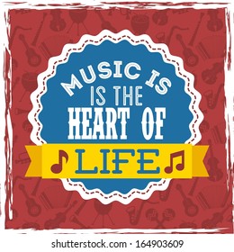 musical design over red background vector illustration