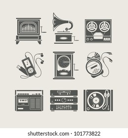 musical device set of icon vector illustration