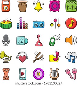 Doodle Icons Pack für Musikgeräte 