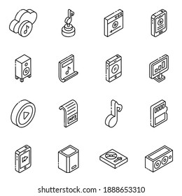 
Musical Devices Glyph Isometric Icons Pack 