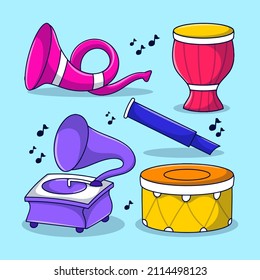 Musical doodle illustration with Hand drawn outline style