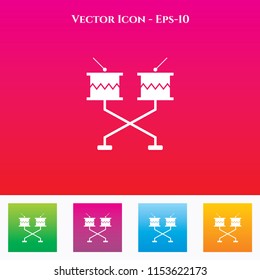 Musical Drum Icon in Colored Square box. eps-10