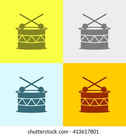 Musical Drum Icon on Four Different Backgrounds. Eps-10.