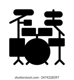 Musical drum icon. with a soild style. Suitable for use on websites, UI and mobile apps.