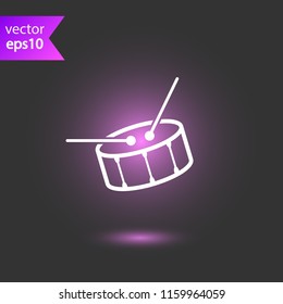 Musical drum icon vector. Drumstick sign. EPS 10 flat symbol