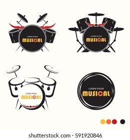 Musical Drum Set Logo - Vector