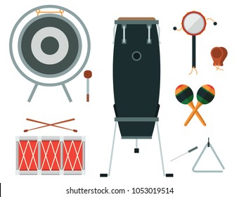 Musical drum wood rhythm music instrument series percussion musician performance vector illustration