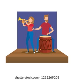 musical duet on stage avatars characters