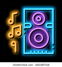 Musical Dynamic Device For Listening Songs neon light sign vector. Glowing bright icon transparent symbol illustration