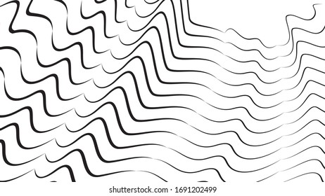 Musikalischer Effekt. Abstrakte schwarze Streifen auf Weiß. Grafiken. Kreatives Design-Element. 3d Dynamische Formen. Optische Illustration.
