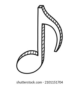 Musical eighth note hand made vector drawing line art illustration 