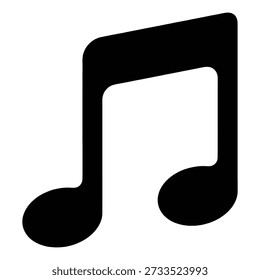 Musikalisches Achteltonsymbol, Musik, Ton, Melodie, Rhythmus, einzelne schwarze Vektorgrafik
