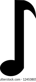 Musical eighth notes with flag symbol vector illustration in black and white