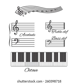 Musical elements for your web design. Vector illustration