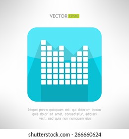 Musical equalizer icon in modern flat design. Sound symbol with long shadow. Vector illustration 
