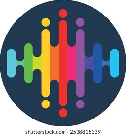 musical equalizer logo, colored abstraction, rainbow stripes, LGBT colors on a transparent background, colored pencils and paints, thick smears of paint