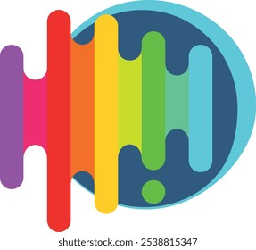 logotipo equalizador musical, abstração colorida, listras arco-íris, cores LGBT em um fundo transparente, lápis e tintas coloridas, esfregaços grossos de tinta