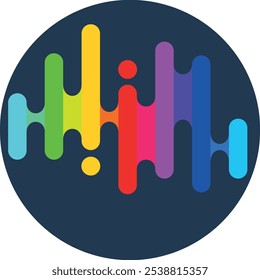 musical equalizer logo, colored abstraction, rainbow stripes, LGBT colors on a transparent background, colored pencils and paints, thick smears of paint