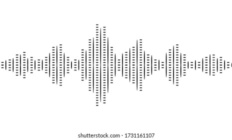 Musical equalizer, sound settings, digital graphics of sound track. Financial schedule, exchange monitoring, currency rate trends. Linear wide horizontal chart bar. Pulse vector isolated illustration.
