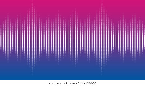 Musical equalizer, sound settings, digital graphics of sound track. Financial schedule, exchange monitoring, currency rate trends. Linear wide horizontal chart bar. Pulse vector isolated illustration.