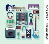 Musical equipment. Flat design.