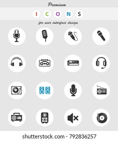 musical equipment web icons for user interface design