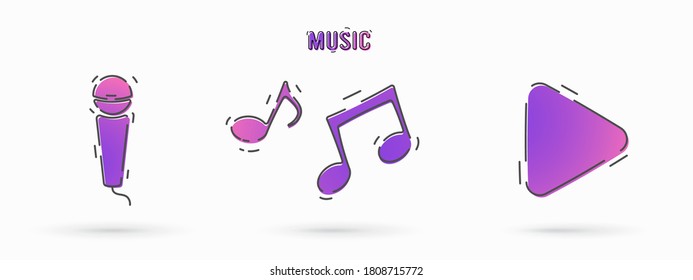 Musical event poster with music notes. Vector illustration