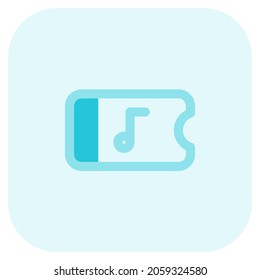 Musical event ticket for invitation isolated on a white background
