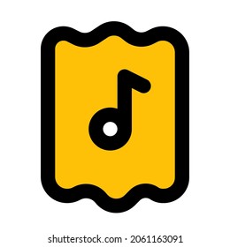 Musical event ticket for invitation isolated on a white background