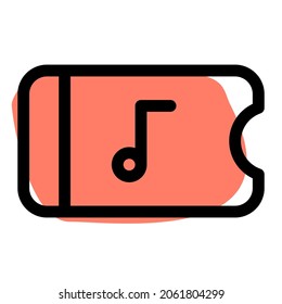 Musical event ticket for invitation isolated on a white background