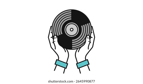 Musical Expression Through Vinyl Record and Hands Art