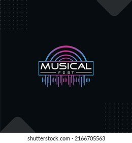 Musical fest Business Logo in Modern Creative Minimal Style Lettering Vector Typographic Design