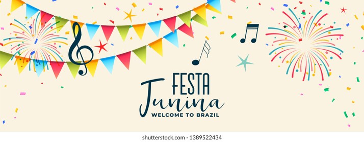 musical festca junina colorful banner design