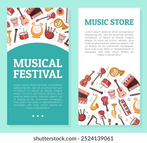 Musical Festival Banner Design with Instrument Vector Template