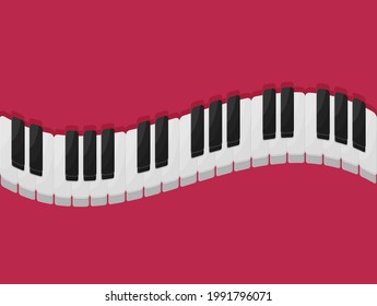 Musical flat background. Piano key, keyboard. 