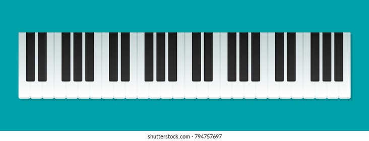 Musical flat background. Piano key, keyboard. 