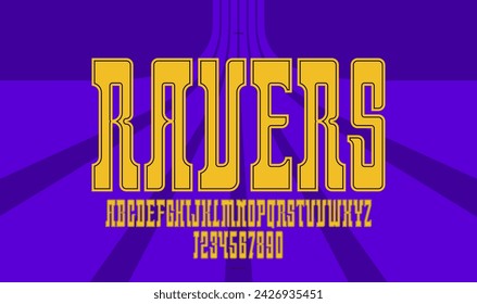 Musical font for electronic techno and trance music titles and logos and band or DJ names, vector typeface in a style of electronic music, modern display typography.