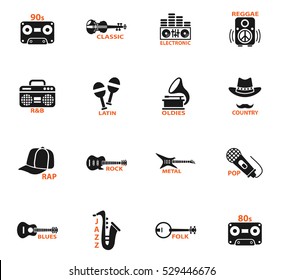 musical genre web icons for user interface design