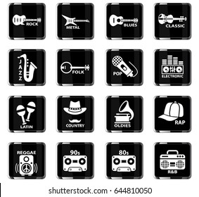 musical genre web icons for user interface design