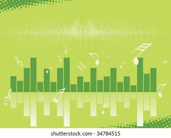 gráfico musical y fondo verde, fondo de pantalla