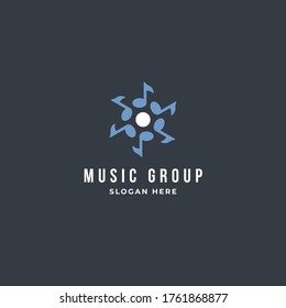 Musical group note logo design vector template. premium design illustration